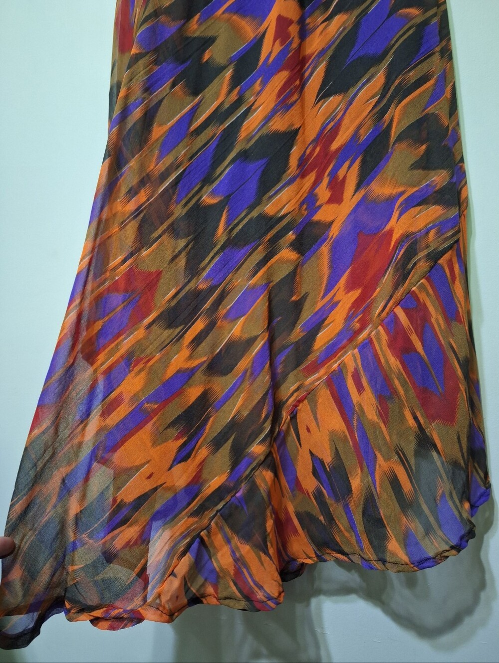 Vintage BAWA Canada Rayon Abstract Print Handkerchief Hem Maxi Dress 1X - Picture 5 of 12